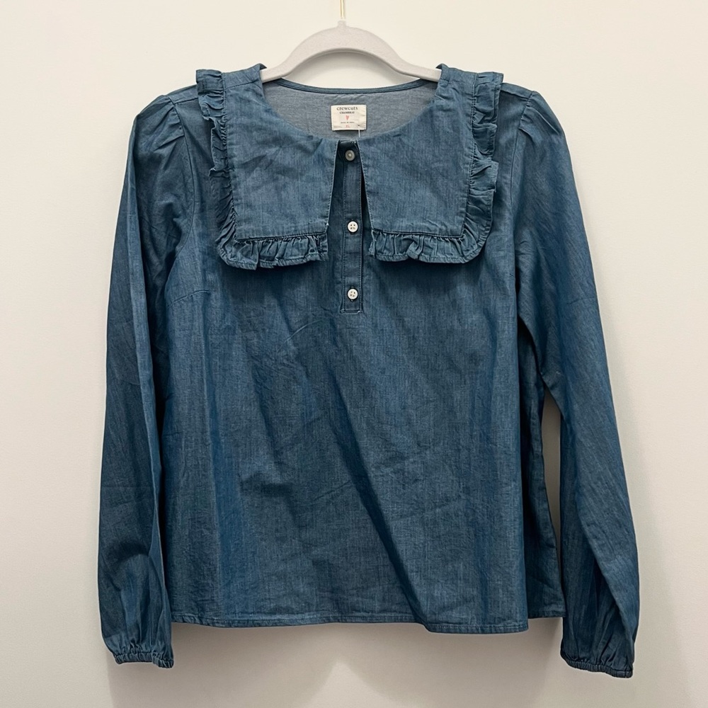 Crewcuts Girls Oversized Collar Chambray Top